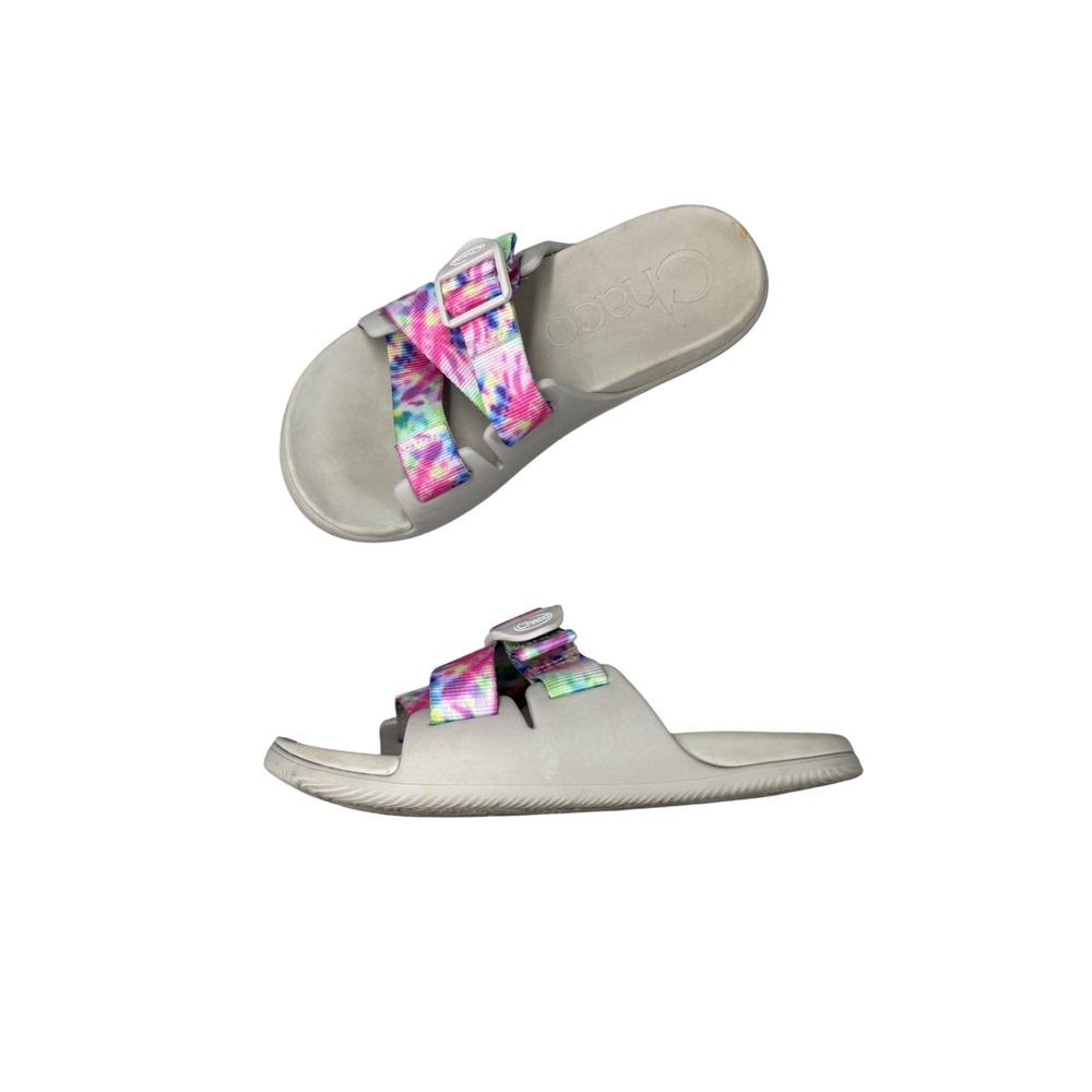 Chaco Chillos Slide Sandals Light Grey Tie Dye Straps Slip On Women‎ Size 6